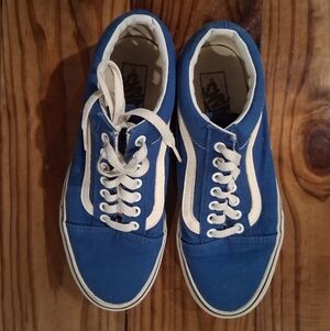 Blue and White Slightly Worn Vans